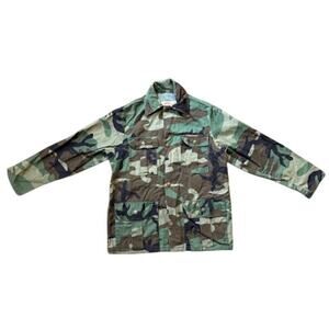 Vintage 80sSafTBak Woodland Camouflage Long Sleeve  Button Down Size M/L?